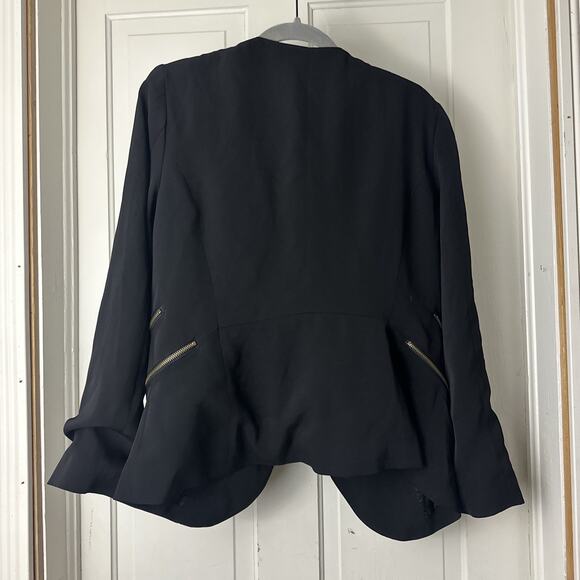 Anne Klein Asymmetrical Blazer with Double Zipper Black Size L - Picture 5 of 6